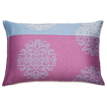 Lavender And Pastel Sky Blue Damask Sham Pillow Case, 20"x36"