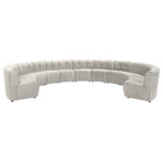 Meridian Furniture - Limitless Velvet Upholstered 11-Piece Modular Sectional, Cream - Invest in your home's comfort with this Limitless 11 Piece Sectional. This modular unit offers tons of flexibility in the number of ways that you can put each piece in the Limitless collection together to get the ideal customized look. Upholstered in cream velvet, this beautiful piece is soft and cool to the touch, so you can feel comfortable from every angle. Button and channel tufting add to this unit's upscale look and contemporary charm.