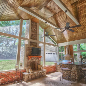 Screened in Porch, Fireplace and Outdoor Kitchen