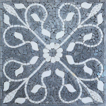 Floral Mosaic Tile, Ladonna, 16"x16"