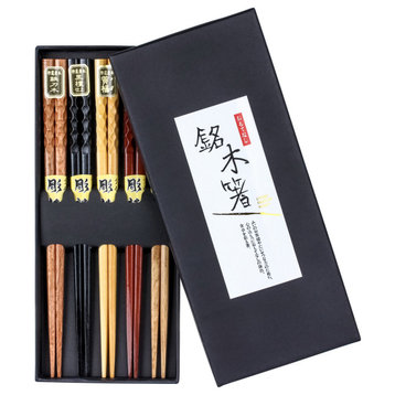 Heim Concept 5 Pair Organic Hardwood Japanese Reusable Wood Chopsticks, Original