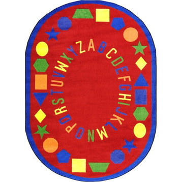 Kid Essentials Rug, First Lessons, 7'8"x10'9" Oval, Red