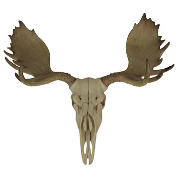 Large Lifelike Bull Moose Skull Hanging Wildlife Decor Statue