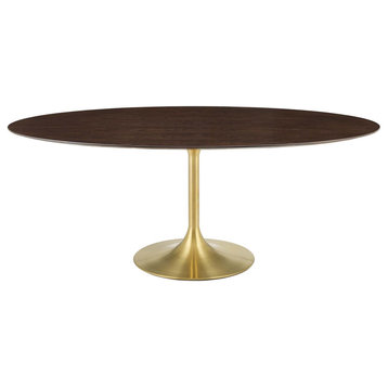 Lippa 78" Oval Wood Dining Table, Gold Cherry Walnut