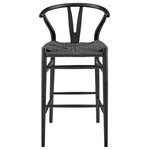 Euro Style - Evelina Outdoor Bar Stool, Matte Black Frame Color and Seat Set of 1 - Evelina Outdoor Bar Stool in Matte Black Frame Color and Seat - Set of 1