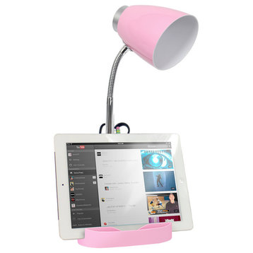 Organizer Desk Lamp With Ipad Tablet Stand Book Holder, Pink