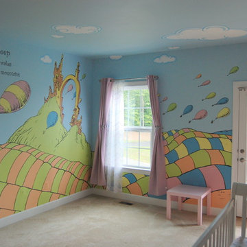Oh, The Places You'll Go! Dr. Seuss Mural throughout a nursery