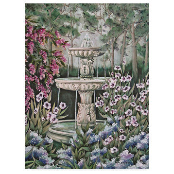 Carol J Rupp 'Garden Fountain' Canvas Art, 18"x24"