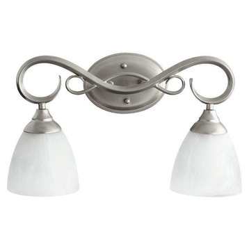 Two Light Faux Alabaster Glass Classic Nickel Vanity