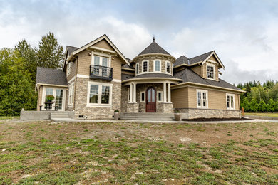 Victorian brown two-story mixed siding exterior home idea in Seattle