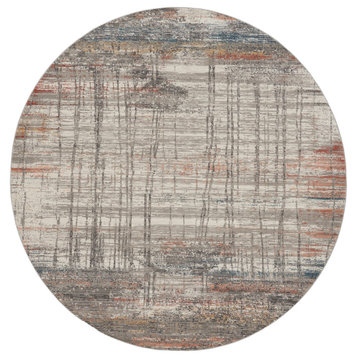 Nourison Rustic Textures 5'3" x Round Grey/Multi Modern Indoor Area Rug