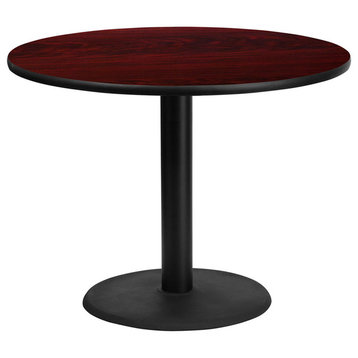 42'' Round Mahogany Laminate Table Top with 24'' Round Table Height Base