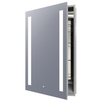 Ascension Mirrored Cabinet, Right Door Swing, LED, Clear, Matte Silver Cabinet