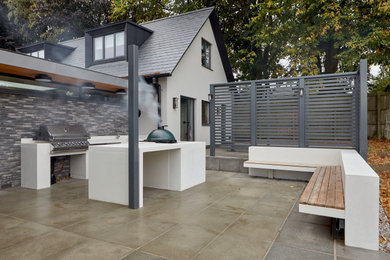 Design ideas for a medium sized modern back patio in Other with an outdoor kitchen.