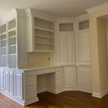 Sitting room painted built-in cabinetry
