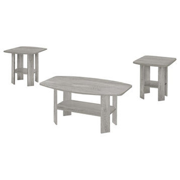 Table Set 3pcs Set Coffee End Side Accent Living Room Laminate Grey