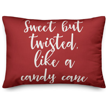 Sweet But Twisted Like A Candy Cane, Red 14x20 Lumbar Pillow