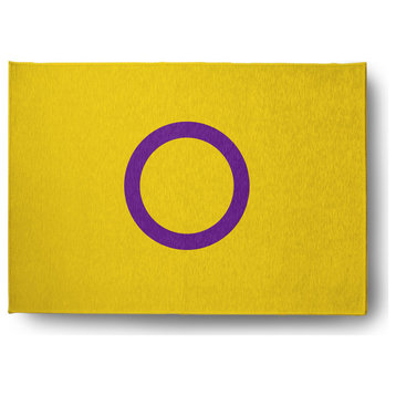 5' x 7' Pride Rug Yellow with a Purple Circle Chenille Indoor/Outdoor Rug