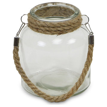 Golena Ribbed Round Jar with Rope Wrapped Neck