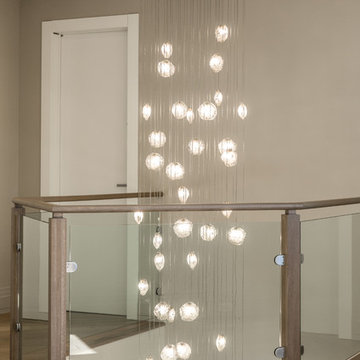 CRYSTAL SHELL | Custom Blown Glass Foyer Chandelier | Modern Foyer Light