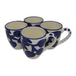 Le Souk Ceramique - Stoneware Tea Cup, Set of 4, Jinane Design - Teacups