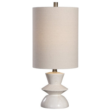 Uttermost Stevens Bleached Wood Buffet Lamp, Brushed Nickel Plated, 28422-1