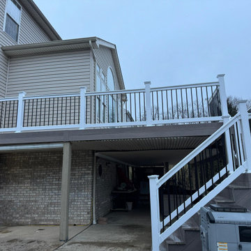 Expansive Elevated Composite Deck with Two-Tone Railing