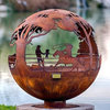 Round Up - Ranch Steel Fire Pit Sphere with Flat Steel Base