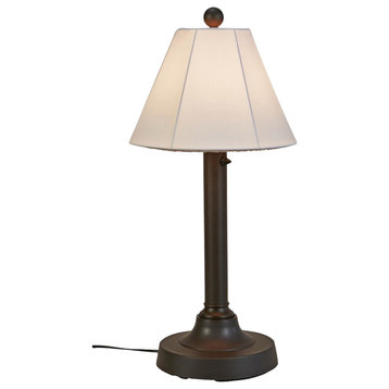 30" Outdoor Table Lamp 2" Bronze Resin Body/Natural Canvas Sunbrella Shade Cover