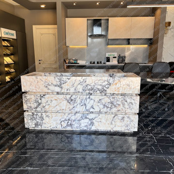 Thomas Calacatta Classic Marble Vanity Sink for His project