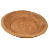 Painted Round Rustic Farmhouse Wooden Dough Bowl, Natural, Round
