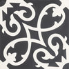 8"x8" Agadir Handmade Cement Tile, Black/White, Set of 12
