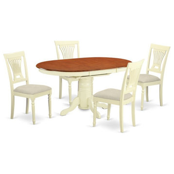 East West Furniture Avon 5-piece Table and Dinette Chairs in Buttermilk/Cherry