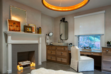 Inspiration for a timeless home office remodel in Philadelphia with a standard fireplace