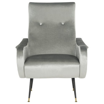 Olivia Velvet Retro Mid Century Accent Chair Light Gray