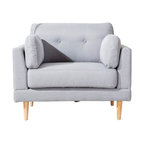 Mid Century Modern Ultra Plush Linen Fabric Accent Chair, Light Gray