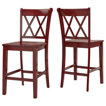 Arbor Hill X Back Counter Chair, Set of 2, Berry Red