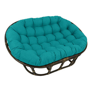 Blazing Needles Solid Outdoor Spun Polyester Bench Cushion, 60 Wide, Aqua  Blue 