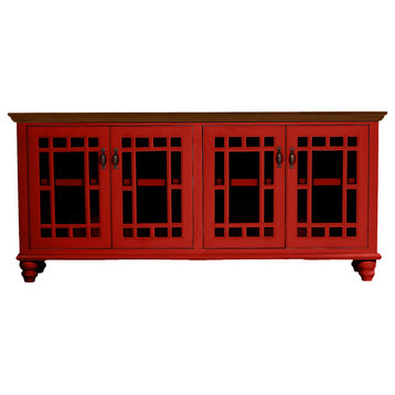 80" Traditional Sideboard Buffet, Persimmon Red