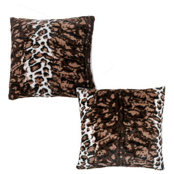 ML Leopard Faux Fur Pillow Covers Set of 2