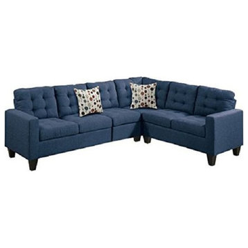 Aparan 4 Piece Modular Sectional Sofa Upholstered, Navy Polyfiber