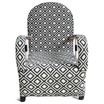 Black and White Diamond Yoruba Beaded Chair