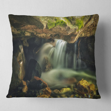 Wasatch National Forest Waterfall Landscape Printed Throw Pillow, 16"x16"