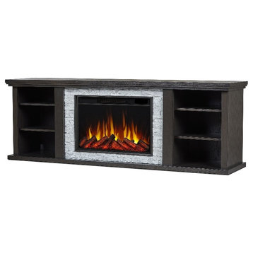 Real Flame Kenai 72" Modern Wood Slim Electric Fireplace in Dark Oak