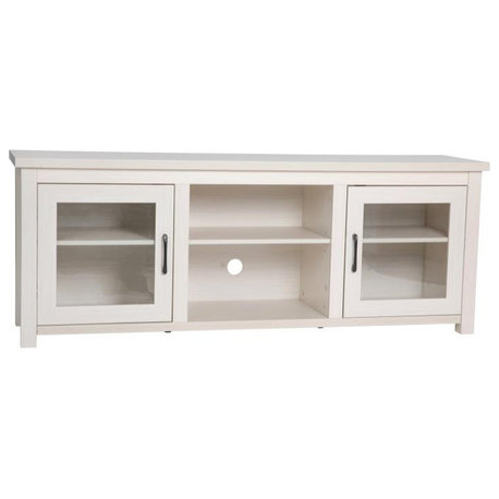 Sheffield Classic TV Stand for up to 80" TVs - Modern Finish w/Full Glass Doors,