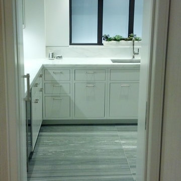 Large marble tile kitchen floor