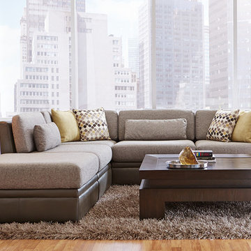 Neutral Modern Living Room with Dory Grey Sectional