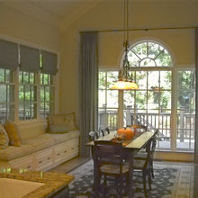 Roman shades and drapery combo