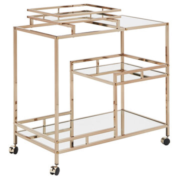 Jeanne Champagne Gold and Mirror Bar Cart