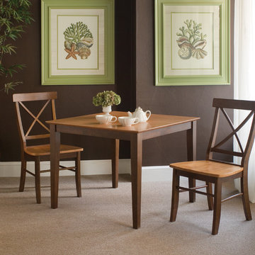 Three Piece Traditional Dining Room Set With Light Brown Finish